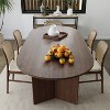 67" Farmhouse Large Oval Brown Dining Table for 4-6 People with V-Shaped Legs for Dining Room and Living Room - 3 of 4