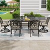 Mondawe 72" W Outdoor Dining Table Cast Aluminum Classic Lattice Elliptical Shape Patio Table with Umbrella Hole - 3 of 4