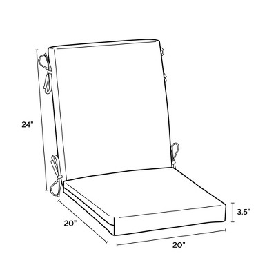 Cobalt Blue Polyester Outdoor Dining Chair Cushion 20 x 44