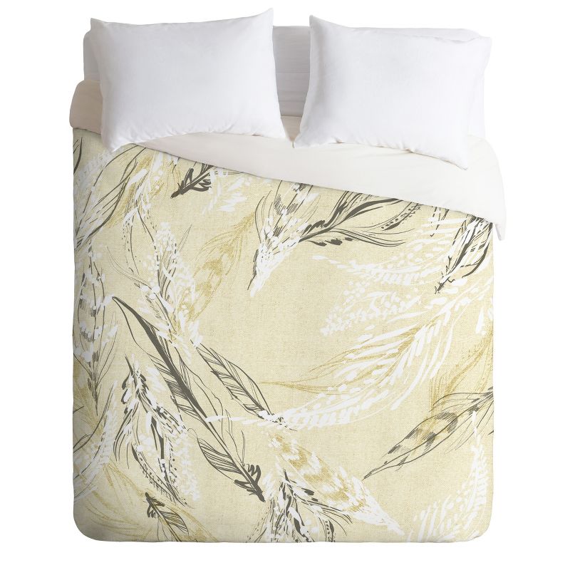Full/Queen Pattern State Feather Duvet Set Yellow - Deny Designs, 1 of 9
