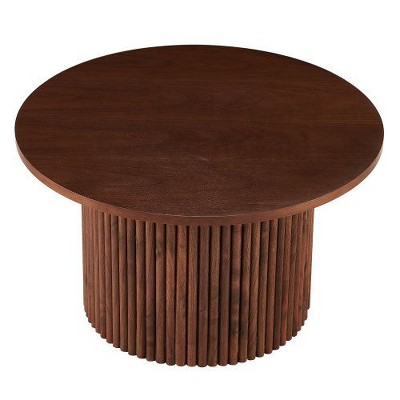 CENGHU Wood Round Dining Table for 4, Modern Farmhouse Kitchen Table, End Table with Wood Strip Base for Kitchen, Living Room, Dining Room