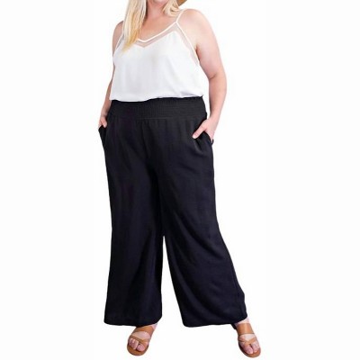Women's Wide Leg With Smocked Waist Pants - ee:some