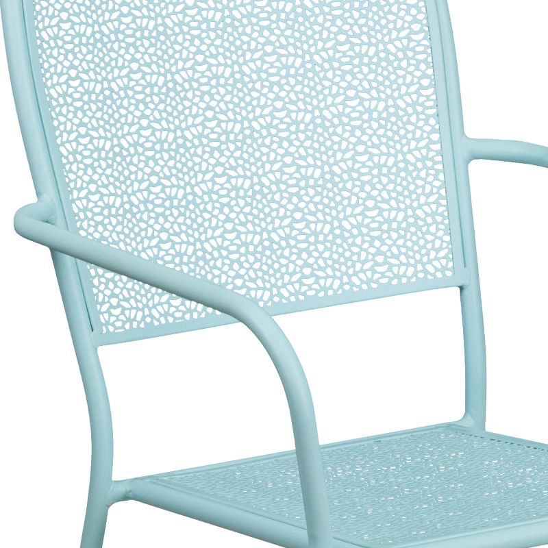 Emma and Oliver Commercial Grade Colorful Metal Patio Arm Chair with Square Back, 5 of 11