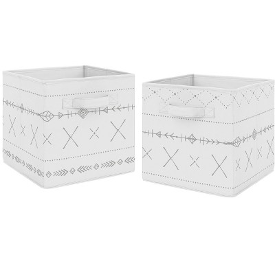 Image of Sweet Jojo Designs Fabric Storage Bins Set Woodland Friends Grey and White