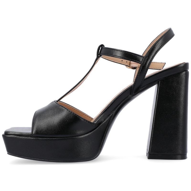 Journee Collection Womens Parson Metallic Vegan Leather Platform Sandals, 3 of 11