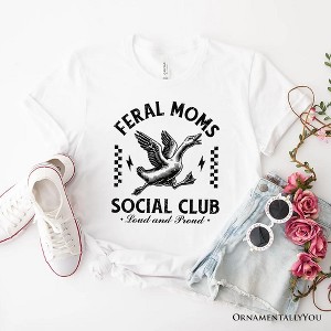 Feral Moms Social Club Goose T-Shirt, Funny White and Natural Tee for Loud and Proud Moms| OrnamentallyYou - 1 of 4