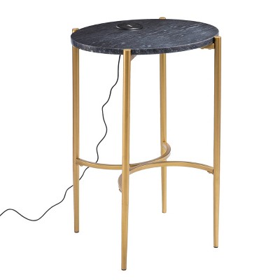 Vonceach Side Table with Wireless Charging Station Gold - Aiden Lane