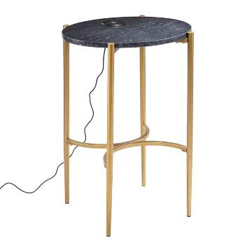 Vonceach Side Table with Wireless Charging Station Gold - Aiden Lane