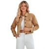 Coolmee Women's Jean Jacket Cropped Shacket Jacket Fashion Button Down Shirt Coat Tops - 2 of 4