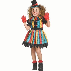 Fun World Toddler Girls' Colorful Carny Clown Dress Costume - 1 of 2