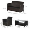 4 Pieces Patio Furniture Sets with Cushions, PE Rattan Wicker Conversation Chairs with Two-Tier Coffee Table for Backyard Porch Garden Poolside - 3 of 4