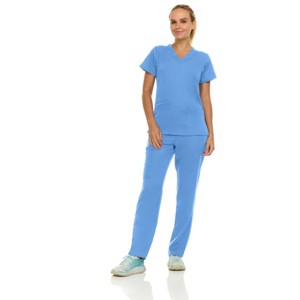 Medichic Women's Medical Scrubs Set- V-Neck with Flare Pant - 1 of 4