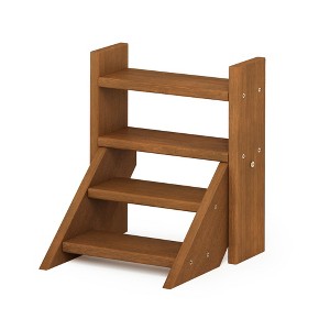 HOMLUX 4 Tier Portable Ladder Shelf Multipurpose Wooden Plant Flower Display Stand Storage Rack - 1 of 4