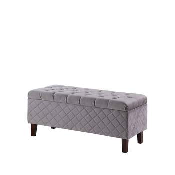 Quilted Tufted Storage Ottoman Gray - Ore International