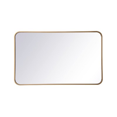 Elegant Lighting Soft corner metal rectangular mirror 22x36 inch in Brass