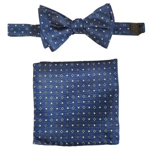 Men's Checkered 2.75" x 4.75" Adjustable 16" - 20" Freestyle Self Tie with Hankie Set - 1 of 4