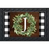 Briarwood Lane Everyday Doormat 30x18 Indoor Outdoor Wreath Monogram Letter J Doormat - 2 of 4