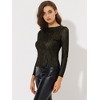 Allegra K Women's Long Sleeve Puff Sleeve Party Glitter Shiny Metallic Tops - 3 of 4