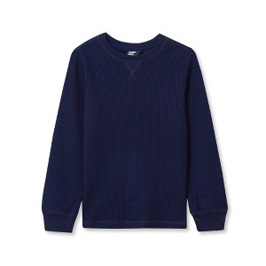 Lands' End Kids Long Sleeve Waffle Thermal Shirt - Medium - Navy