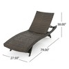 Wicker Patio Chaise Lounge with Adjustable Back, Poolside Sunbathing Chair with Foldable Legs, Waterproof Outdoor Chair -Christopher Knight Home - 4 of 4