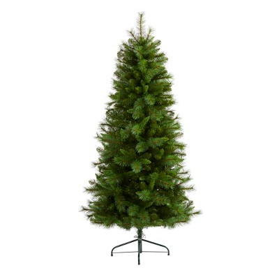 Nearly Natural 6-ft Slim West Virginia Mountain Pine Artificial Christmas Tree with 629 Bendable Branches