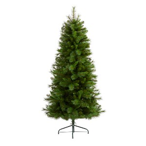 Nearly Natural 6-ft Slim West Virginia Mountain Pine Artificial Christmas Tree with 629 Bendable Branches - 1 of 4
