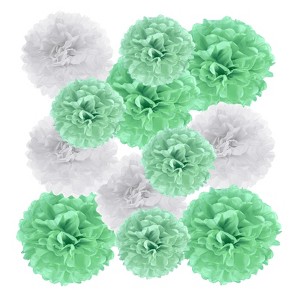 Unique Bargains Wedding Shower Bridal Party Decoration 3 Size Paper Pom Poms Flower Ball 15 Pcs - 1 of 4