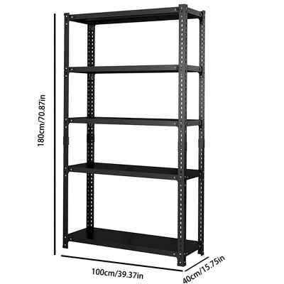 ROOMTEC 5-Tier Metal Storage Rack, Adjustable Display Shelves Rack, Garage Standing Storage Shelf Units (71"H x 39.4"W x 15.8"D)