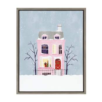 18" x 24" Sylvie Christmas House by Maja Tomljanovic Framed Canvas Gray - Kate & Laurel All Things Decor