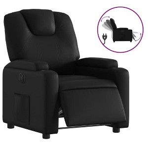 vidaXL Black Faux Leather Electric Recliner Chair - Motorized Reclining Armchair with Cup Holders for Living Room/Office - 1 of 4