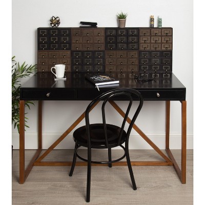 Rustic Brown Wood Desktop Organizer with 9 Apothecary Drawers