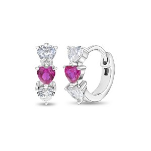 Girl's Cascading CZ Heart Hoop Sterling Silver Earrings - In Season Jewelry - 1 of 4