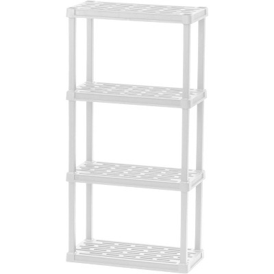 IRIS USA 4-Tier Light Duty Plastic Shelf 200lb Capacity, White