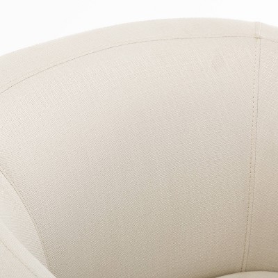 Infinity White Linen Swivel Barrel Chair with Clip Arm Design