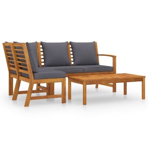 vidaXL Bookshelf Board Dark grey cushions and natural wood Solid acacia wood - 1 of 4