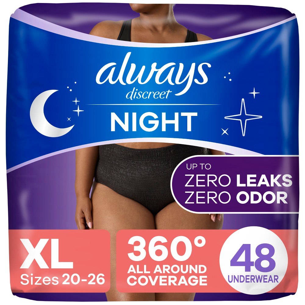 Always Discreet Night Black Women's Incontinence Underwear - Maximum - XL - 16ct/3pk