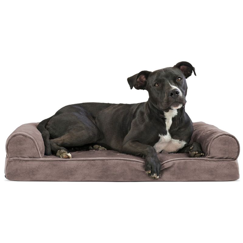 FurHaven Faux Fur & Velvet Memory Foam Sofa Pet Bed for Dogs & Cats, 1 of 4