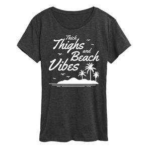 Women's - Instant Message - Thick Thighs Beach Vibes Short Sleeve Graphic T-Shirt - 1 of 4