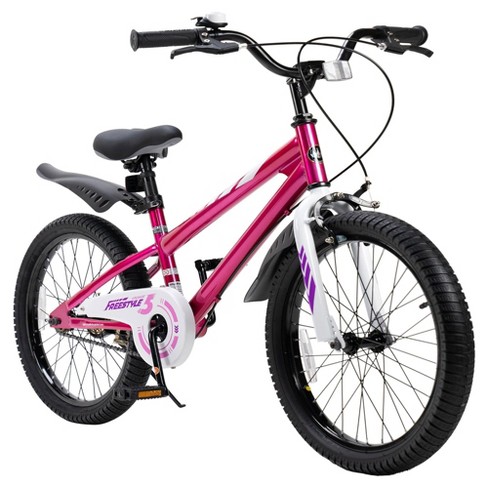 Royalbaby Freestyle 16 in. Fuchsia Kids Bike Boys and Girls Bicycle with Kickstand and Training Wheels, Purple