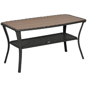 PAGED Outdoor Dining Table Rectangular Outdoor Patio Table with Faux Wood Tabletop for Backyard, Patio, Poolside - 1 of 4