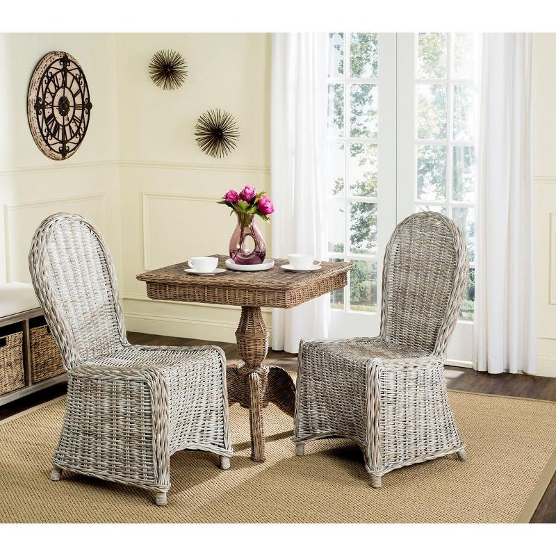 Idola 19H Wicker Dining Chair (Set Of 2) - White Washed - Safavieh., 3 of 7