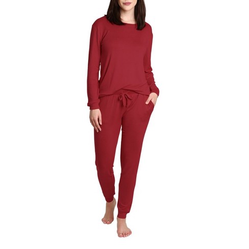 Women's Plush Fleece Pajamas Set, V Neck Winter PJ Set