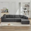 137.8" Corduroy Upholstery L-Shaped Cloud Modular Sectional Sofa with Right Chaise and Pillows, All-Foam Compression Design - 3 of 4