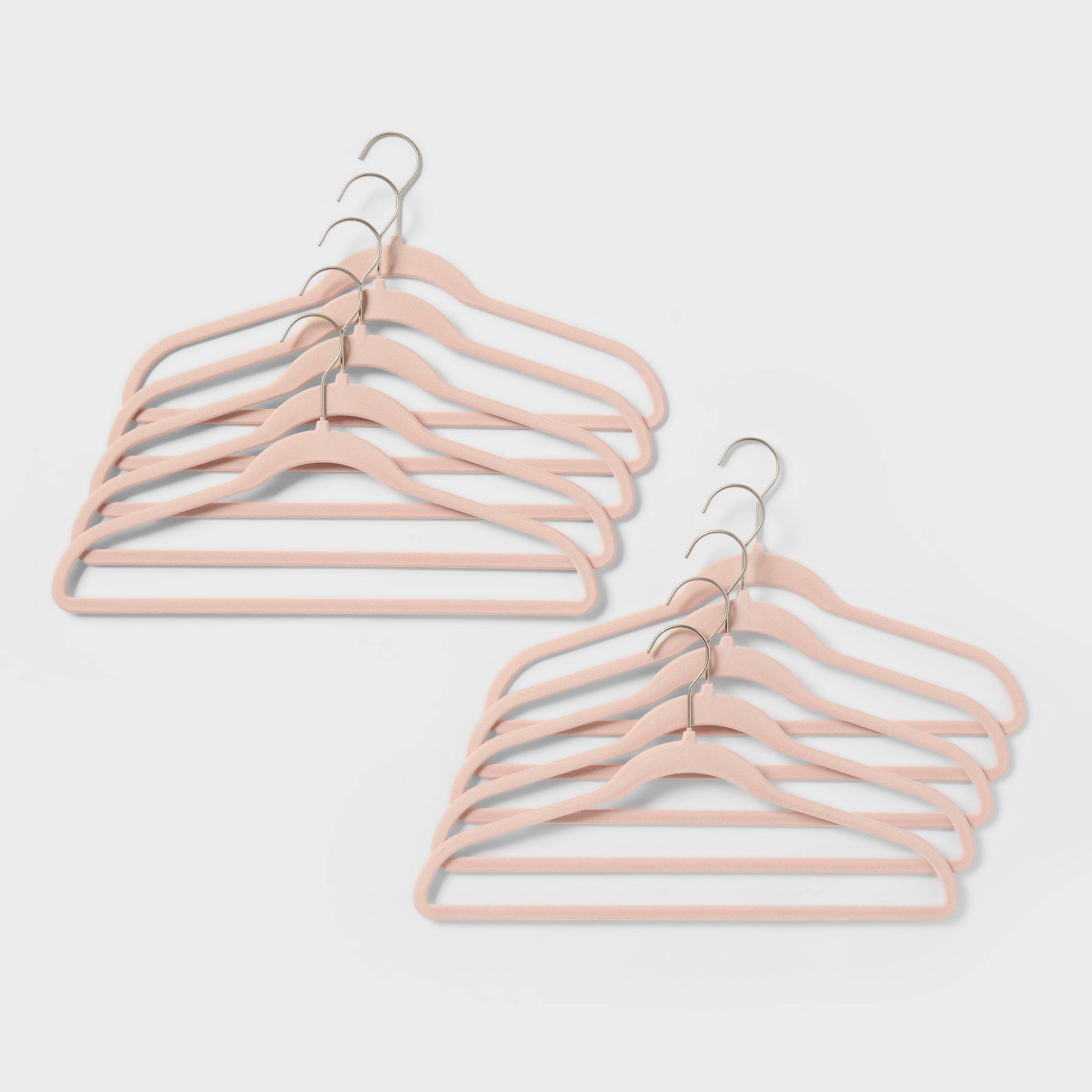 10pk Flocked Hangers Blush - Brightroom™