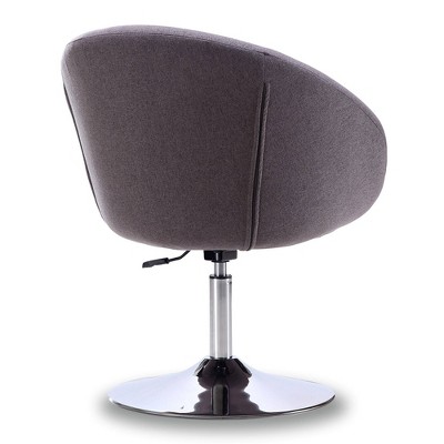 Grey Faux Leather Swivel Chair with Polished Chrome Base