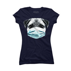 Junior's Design By Humans Masked Pug By clingcling T-Shirt - 1 of 3
