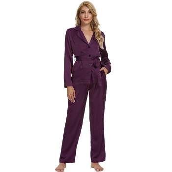 Cheibear Women's Long Sleeves Pants Nightwear Button Down Lounge Pajamas Set  : Target