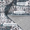 Extra Large 10x13 Blue Rug, Washable Non-Slip Low Pile Vintage Carpet for Living Room, Bedroom, Dining Room, Distressed Floral Thin Floor Cover - 3 of 4