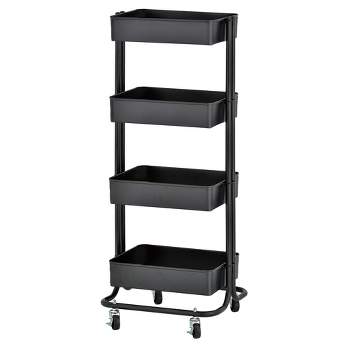 E&D FURNITURE 3 Tier Rolling Storage Cart with Wheels, Utility Art