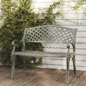 vidaXL Patio Bench 40.2" Cast Aluminum Green - 1 of 4